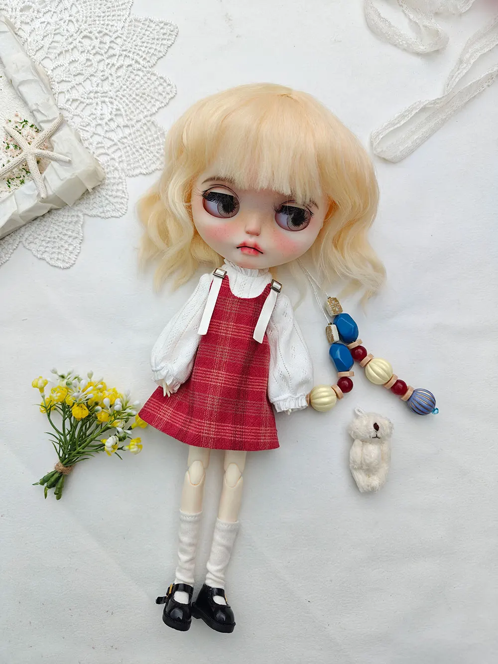 Handgemachte Blythe Puppenkleidung täglich süßes Set Ob22 Ob24 Azone handgemachte Puppenkleidung Puppenzubehör Kleid Blythe Kleidung