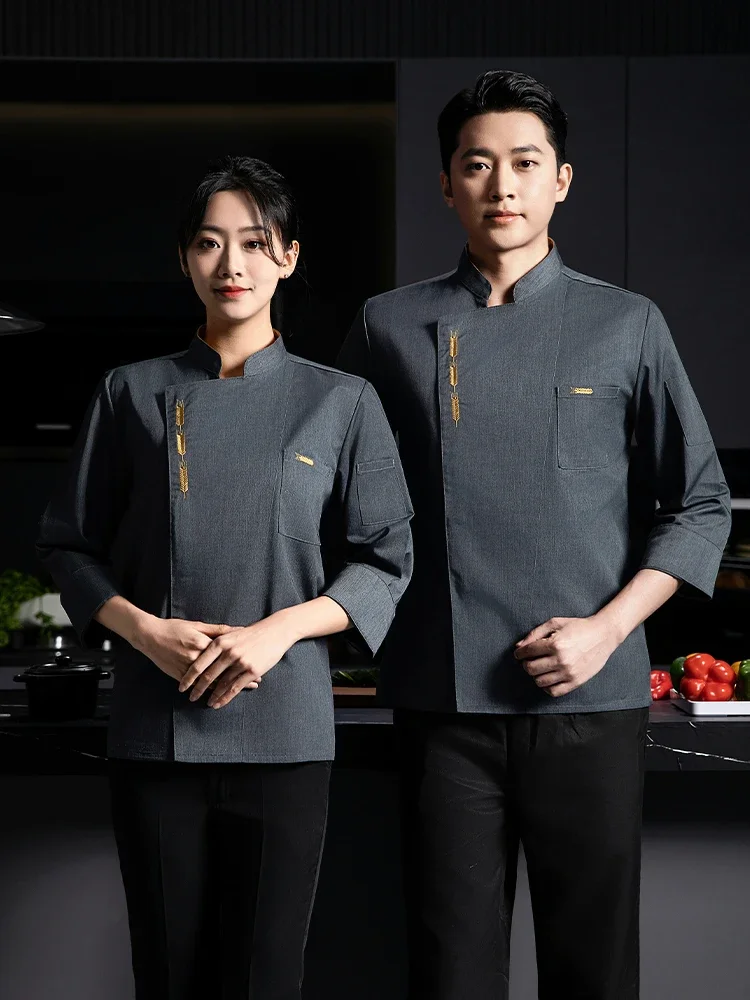 Professional Chef Shirt Premium Restaurant Kitchen Uniform Catering Cooking Jacket Cafe Work Wear Hotel Cook Outfit Baker Clothe