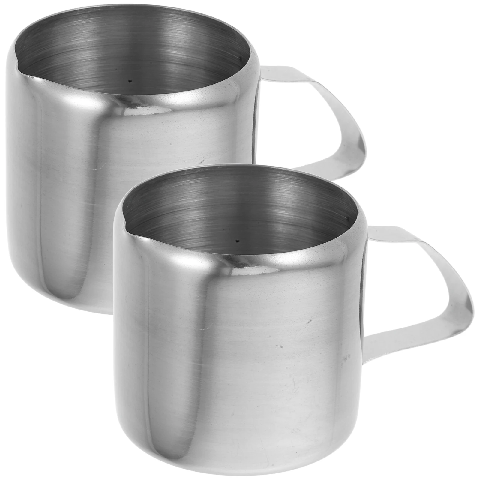 

2Pcs Stainless Steel Milk Frothing Pitcher Portable Handle Coffee Espresso Latte Frother Cup Metal Creamer Dispenser Small Jug