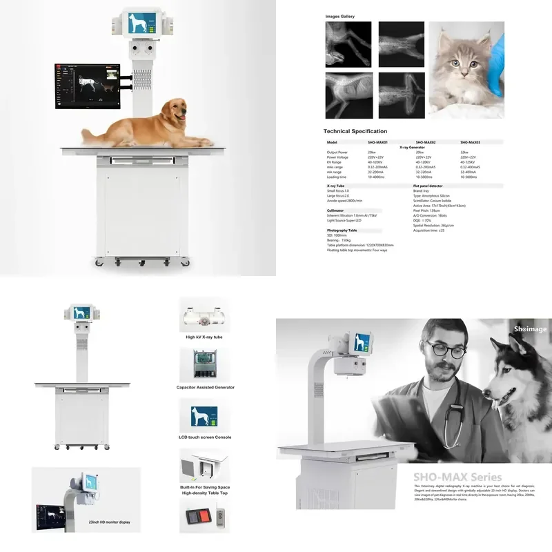 Veterinary Animal Clinic 40-125KV 200MA 400MA Digital Console Remote Monitor Vet CR X-ray Inspection System Machine