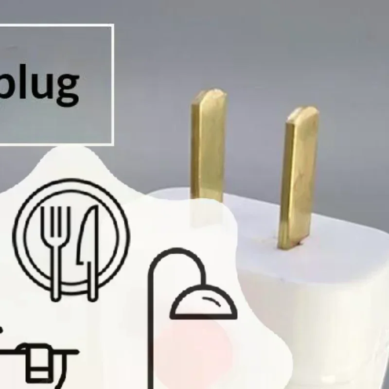 2 Prong Electric Power Plug With On Off Switch And Thick Pure Copper Pins 10A 250V For Home Office Daily Use