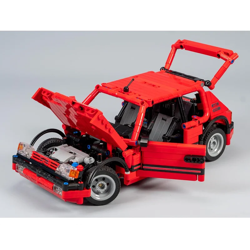 

MOC-модель автомобиля из строительных блоков 205, GTI, красная версия, классическая городская скорость, коллекция зданий, Рождественский подарок для мальчика, игрушка