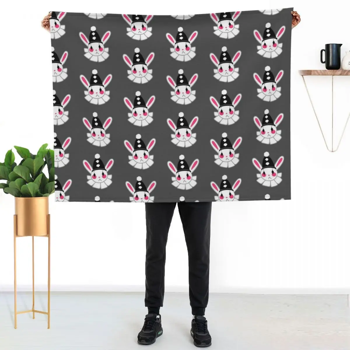 Clown Bunny Throw Blanket Plaid on the sofa Shaggy Luxury Throw Polar Nap Cute Plaid Blankets