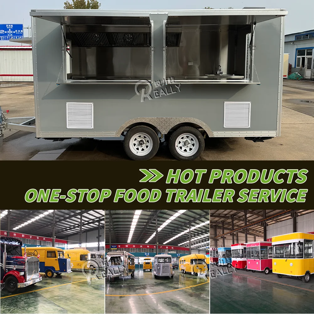 مقطورة ترانس الشوارع 2025، مقطورات الوجبات السريعة المتنقلة المربعة، شاحنة طعام متنقلة مجهزة بمعايير أمريكية للبيع في الولايات المتحدة الأمريكية
