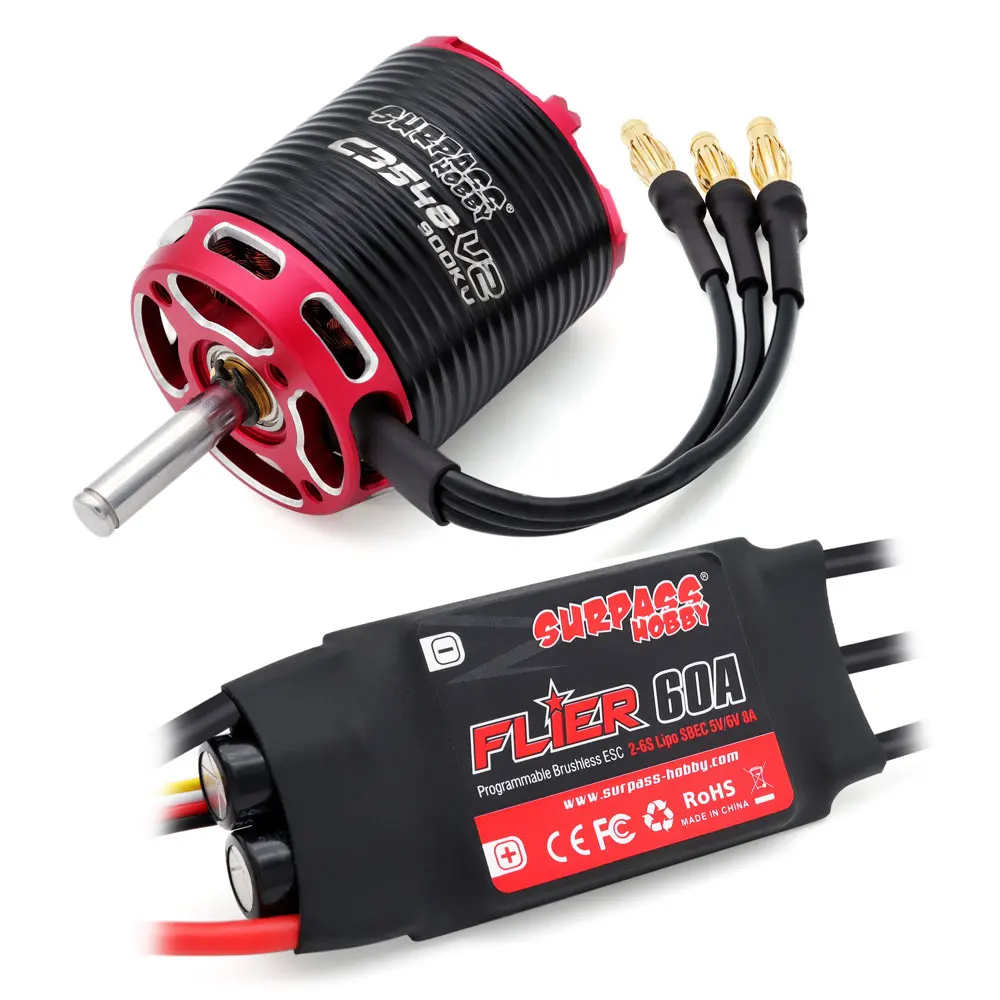 C3530 C3536 C3542 C3548 V2 Brushless Outrunner Motor 2-5S with 40A 50A 60A Brushless ESC For RC Aircraft Plane Multicopter