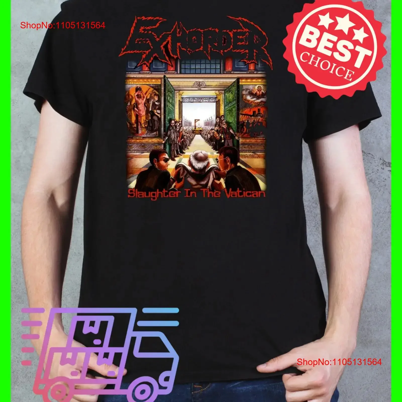 

Футболка ExhorderSlaughter In The Vatican, черная, все размеры, винтажная, стираная, унисекс, модная, повседневная, растянутая, удобная, с рисунком, мягкая