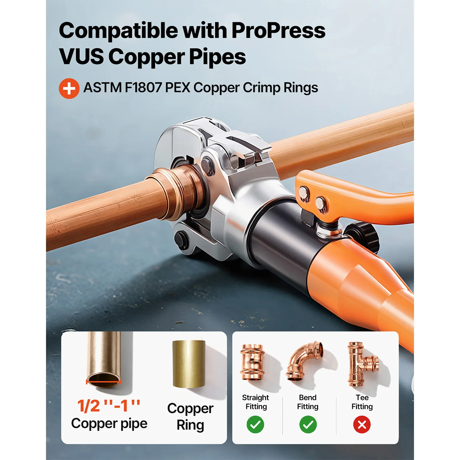 SucceBuy Copper Pipe Crimping Tool Driven Pro Press Tool with 1/2