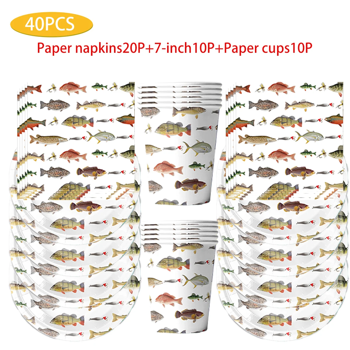 

Fish Tableware Themed Birthday Decoration Party Arrangement Tableware Decoration Festivals Party supplies Scene decoration set