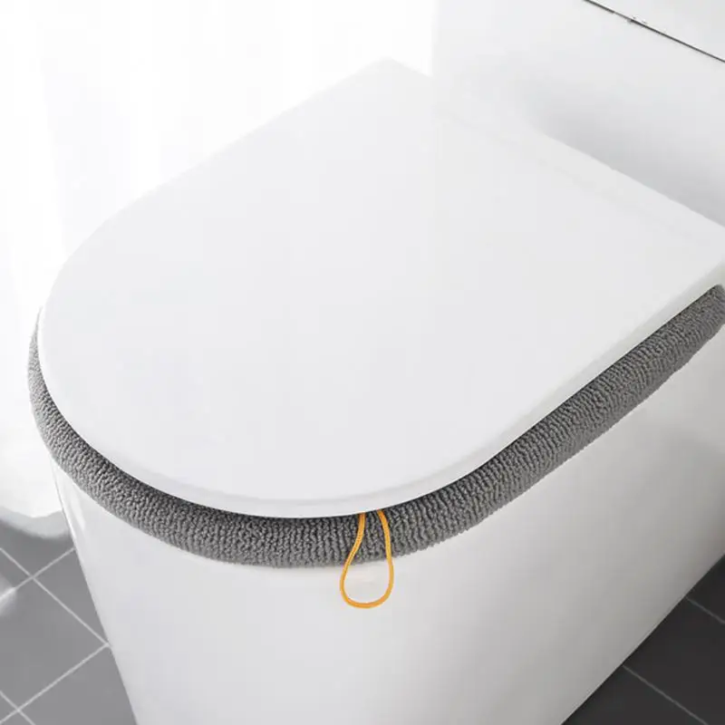 Winter Warm Toilet Seat Cover Closestool MatWashable Bathroom Accessories Knitting Pure Color Soft O-shape Pad Bidet Cover