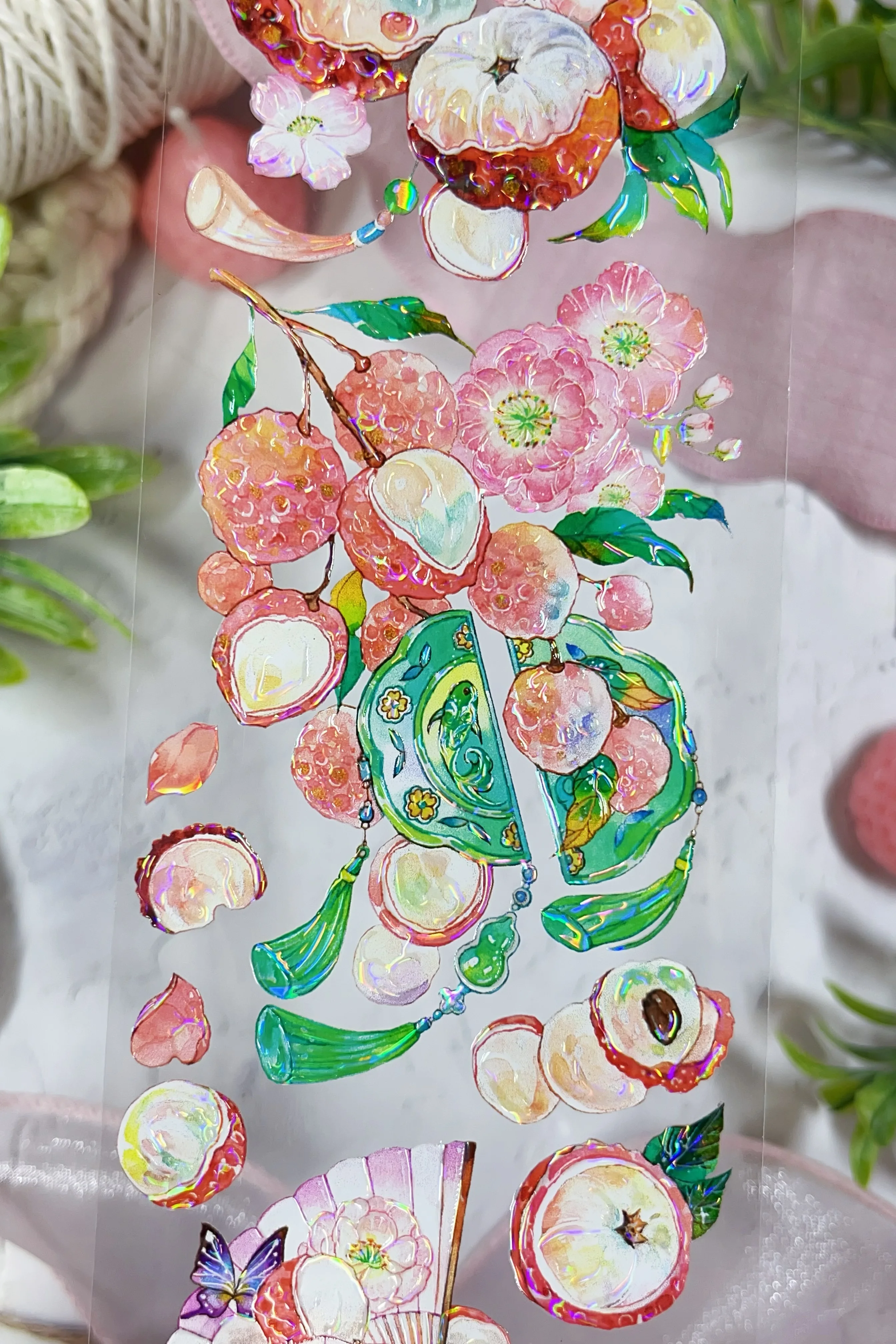 Sweet Litchi - Feizi Smiles Shiny Shell PET Tapes Craft Supplies DIY Scrapbooking Card Making Decorative Plan Sticker