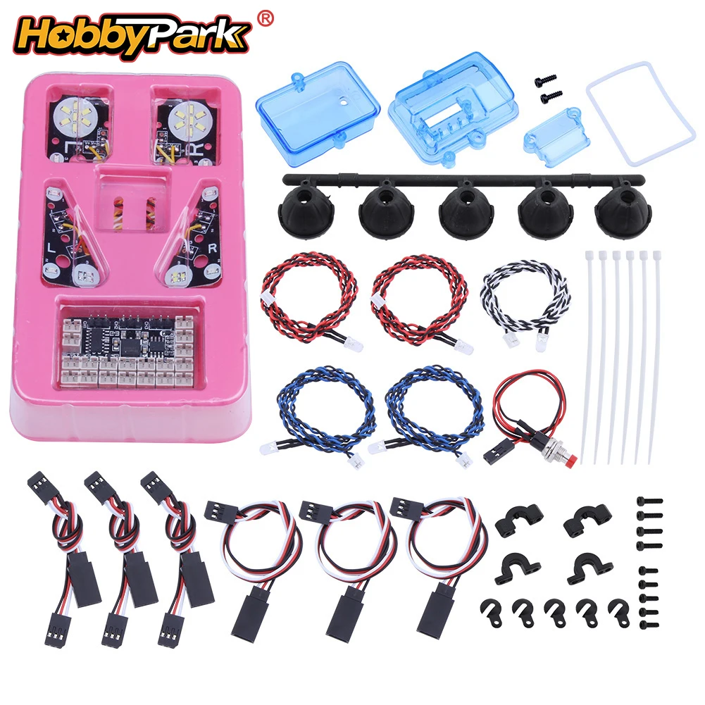 HobbyPark Front&Rear LED Lights Kit Headlight Lamp Group w/ Waterproof Receiver Box for TRX4 1/10 RC Crawler Traxxas Parts