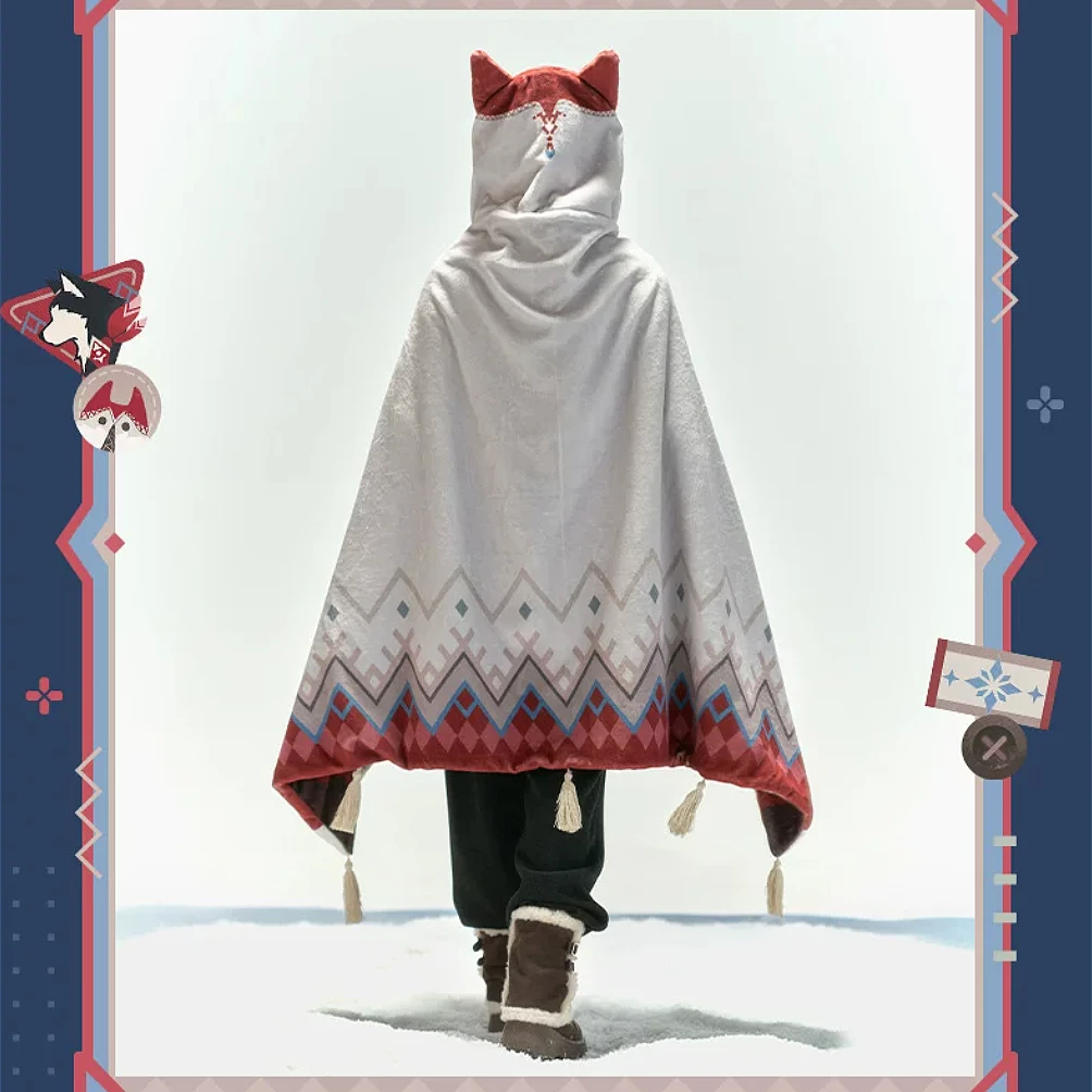 Genshin Impact Alyosha Cosplay Anime Echte Decke, Wickel, Schal, Decken, Accessoires, Cartoon-Strickhandschuhe, Handschuh-Requisite für Fans
