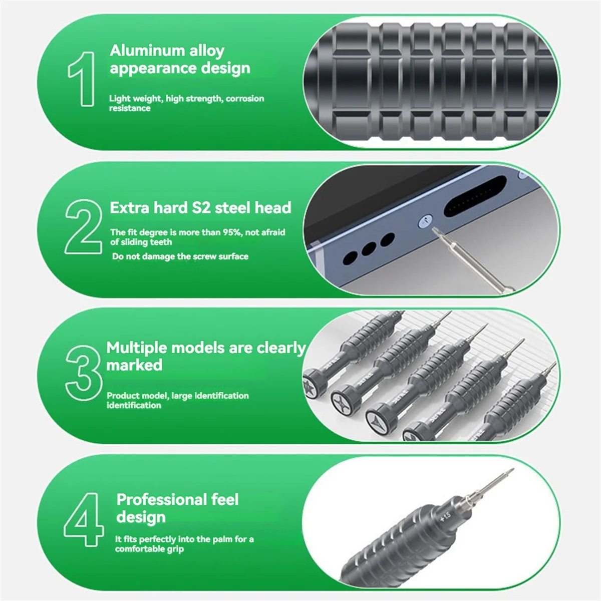 A002 RL-730A 5PCS Screwdriver Strong Magnetic Suction, Extra Hard S2 Steel Bit Repair Tools
