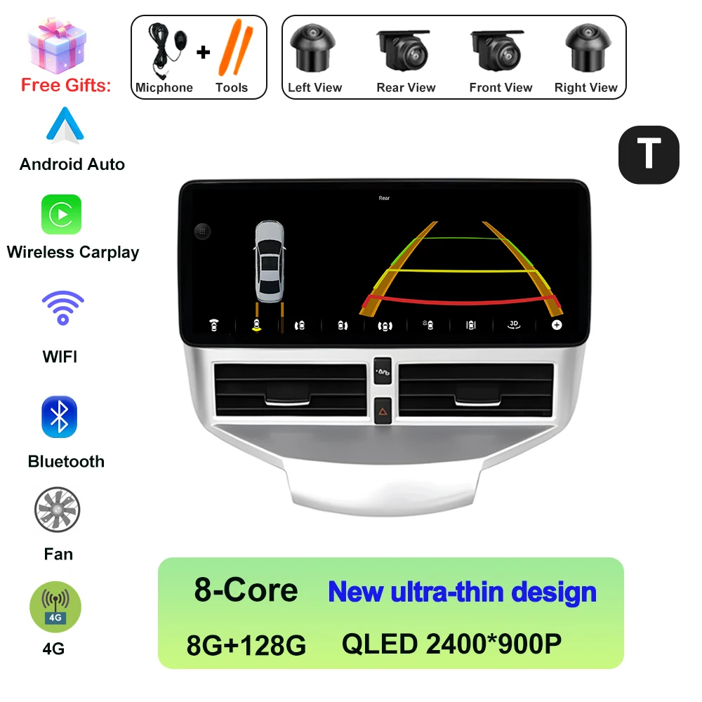 Voor Ford Fiesta 2009-2014 Autoradio Multimedia Video Player Navigatie GPS Android AUTO Draadloze CarPlay WIFI 4G QLED 2400*900P