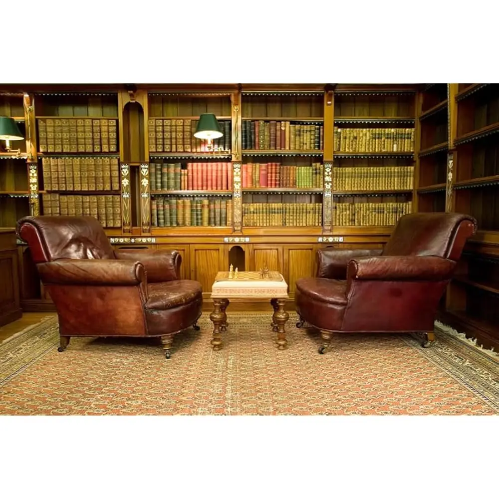 

10X7Ft Vintage Luxury Study Bookshelf Backdrop Pgraphy Home Office Two Sofa Busin Conversation Room Bookcase Retro Style