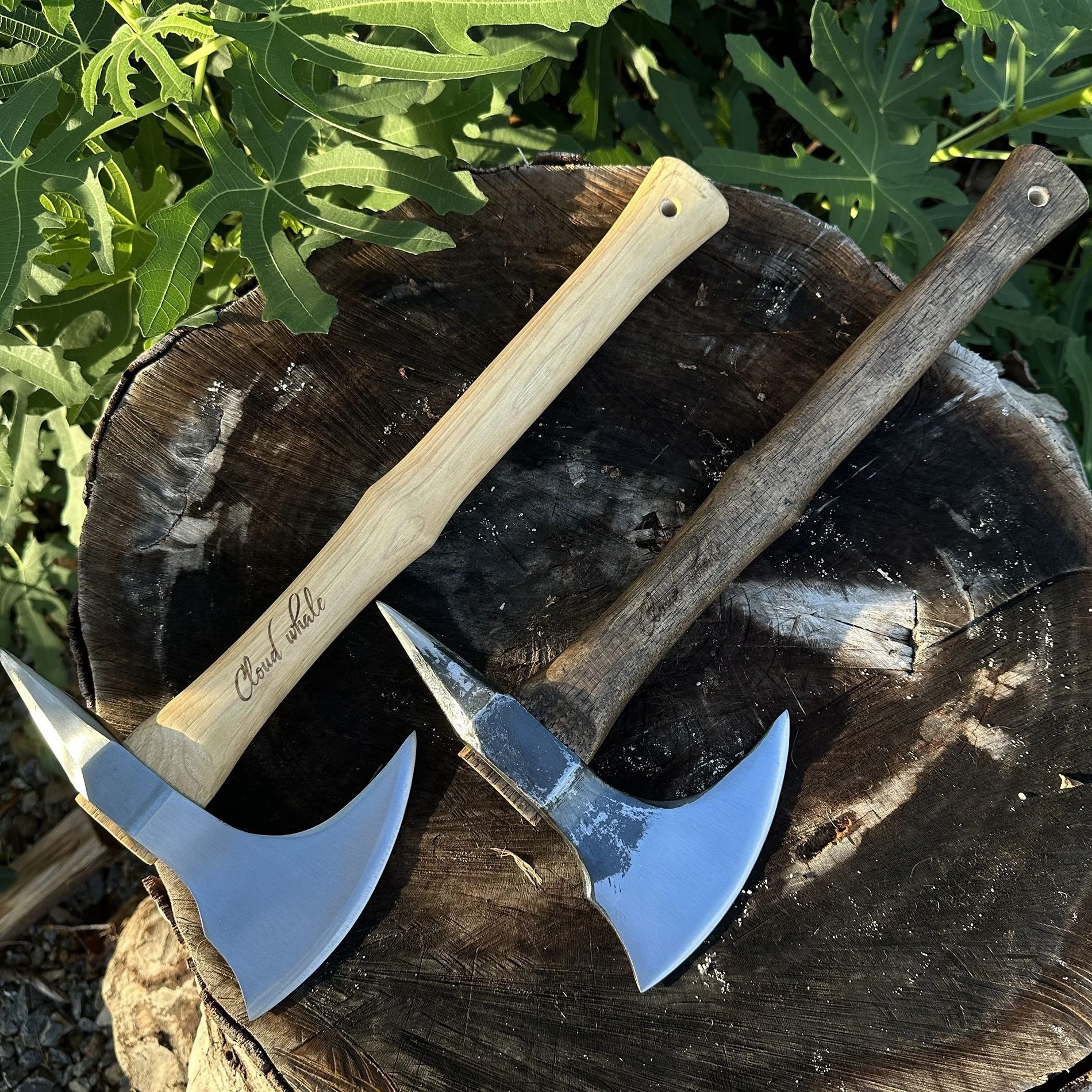 Multi-functional Viking Tactical Axe Forged From High-carbon Steel with A Walnut Wood Handle Camping and Chopping Tool