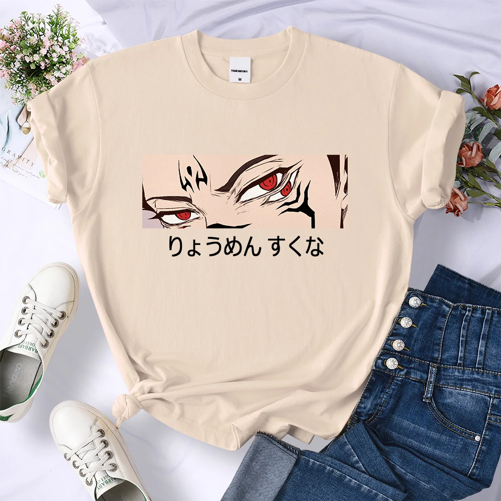 Jujutsu Kaisen Anime Ryomen Sukuna Women Tshirts Street Breathable Short Sleeve Personality Cool Tee Shirt Casual Summer T-Shirt