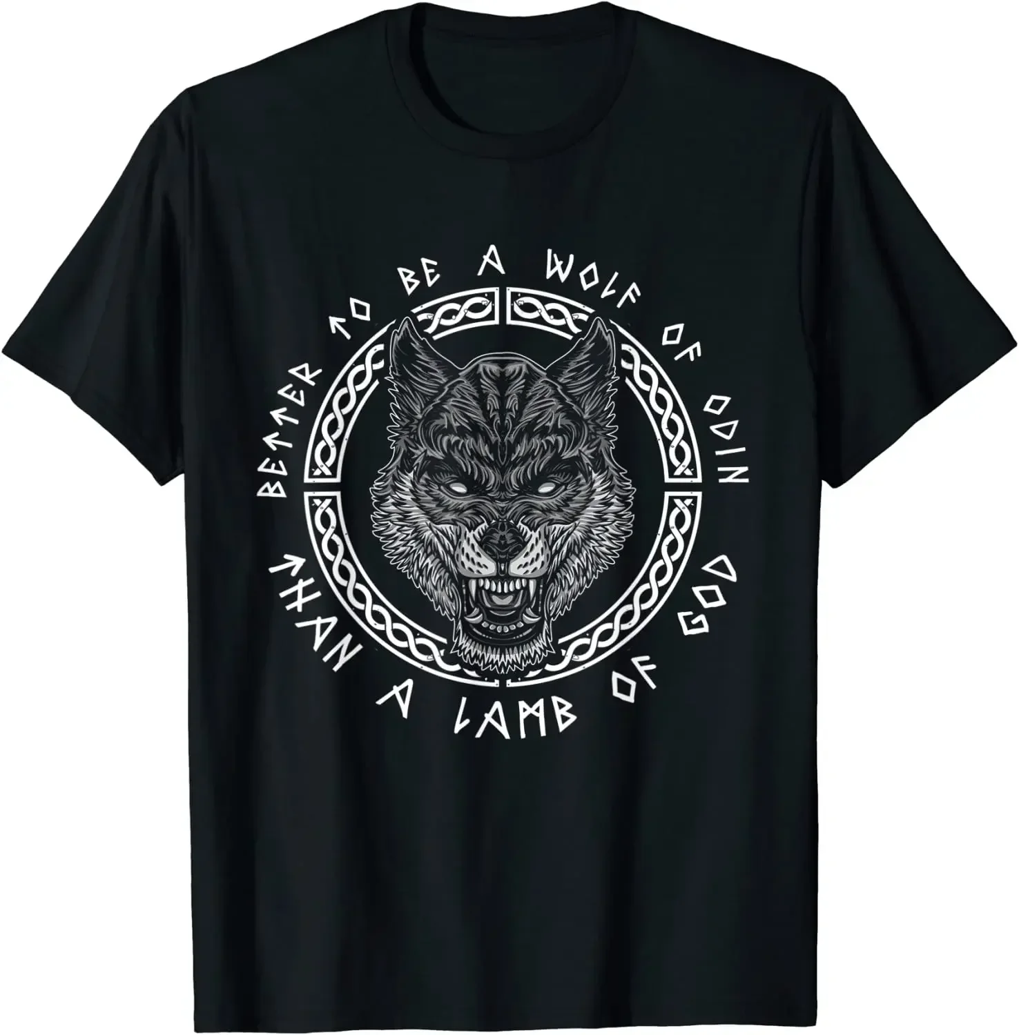 100% Cotton O-Neck Summer Short Sleeve streetwear Arrival Round Neck Collar Mens Wolf of Norse Myth  Motto T-Shirt