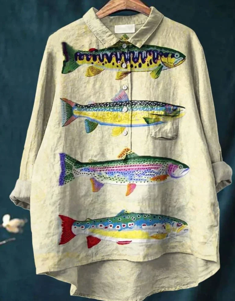 

Vibrant Tiger Print Blouse Playful Wild Fashion Animal Patterned Shirt Pink Tigers Print Shirt Casual Artistic Printed Blouse