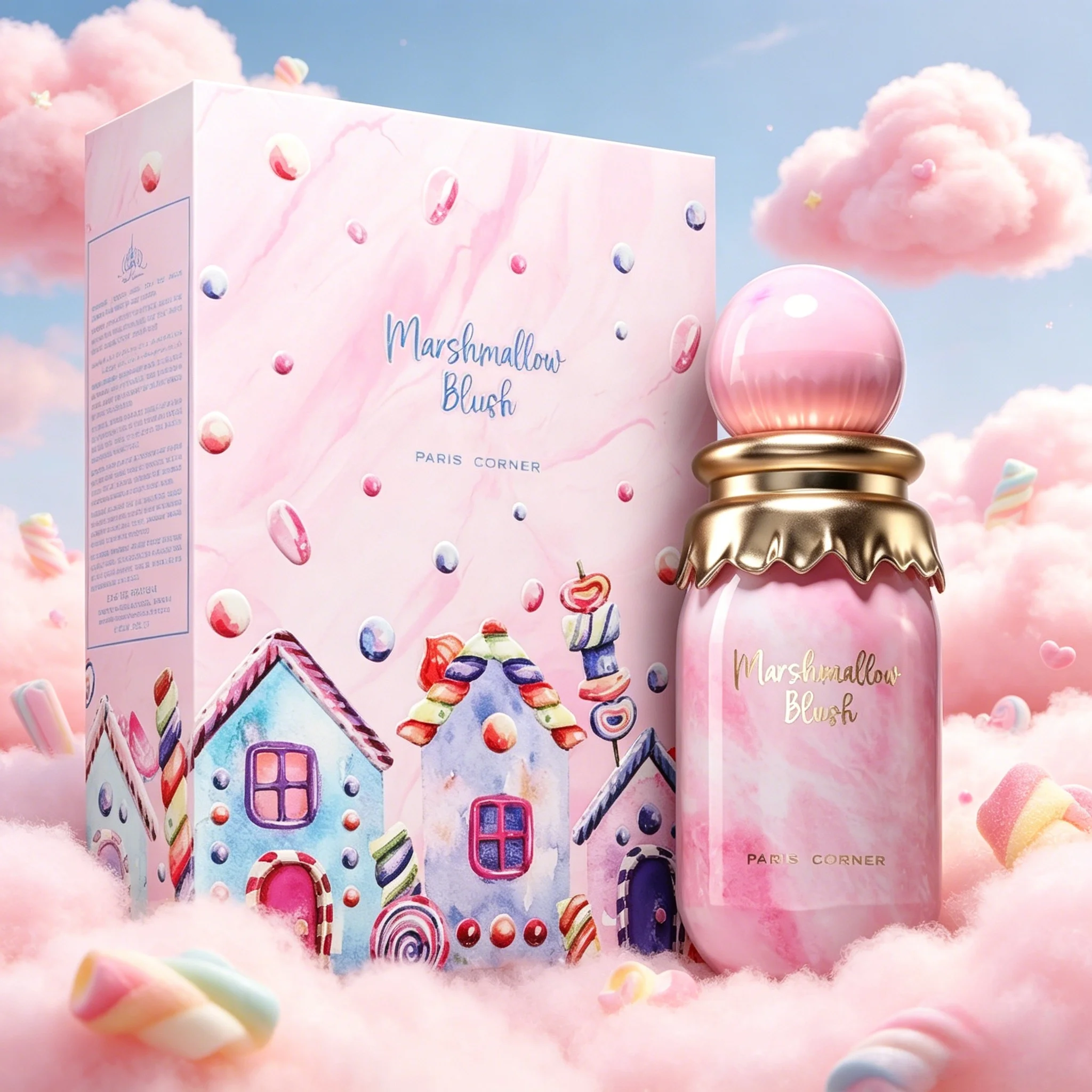 Paris Corner Marshmallow Blush Perfume 3.4 Ounces - a Long-lasting Gourmet Perfume for Women With a Marshmallow and Strawberry S