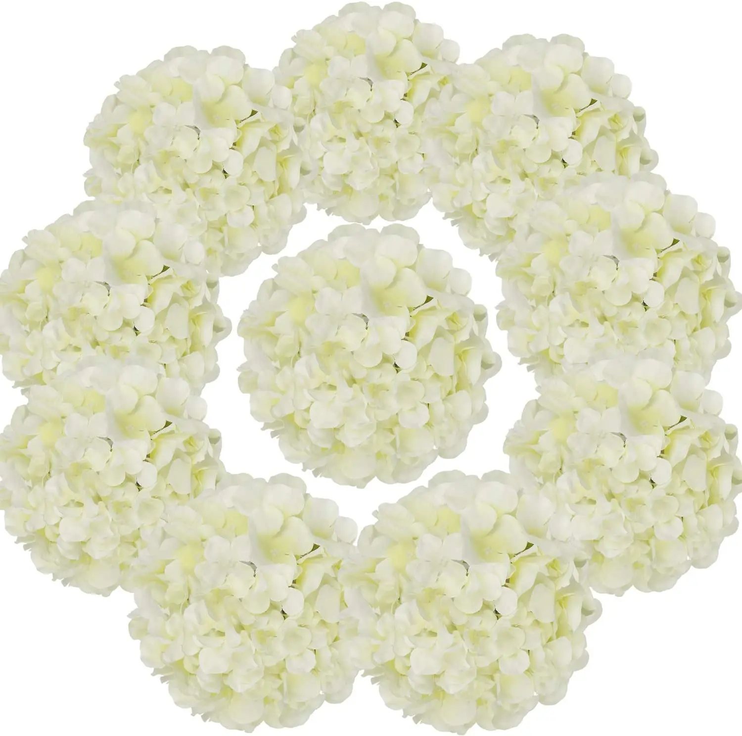 

10 PACKS Silk Hydrangea Flowers Artificial Flowers Heads Full Hydrangea with Stems for Wedding Home Party Shop Baby Shower Decor