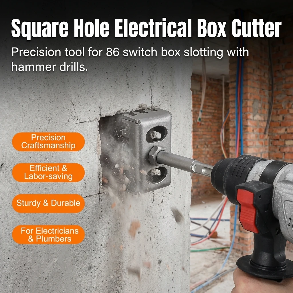 

Square Hole Cutter for Electricians 86mm Box Dedicated Carbide Tip Concrete Drill Bit with Anti-Slip Handle