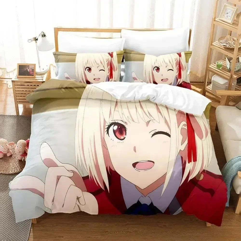Lycoris نكص طقم سرير واحد التوأم كامل الملكة الملك الحجم طقم سرير الكبار طفل غرفة نوم حاف مجموعة غطاء ثلاثية الأبعاد أنيمي غطاء سرير مجموعة #3