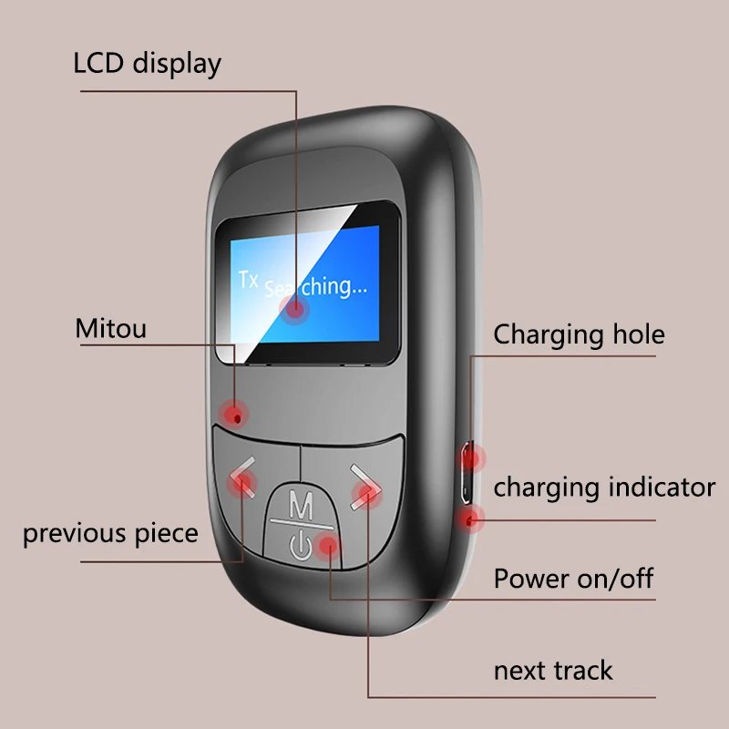 Adaptador de áudio sem fio Bluetooth, 2 em 1, plugue e receptor, tela LED, 5.0