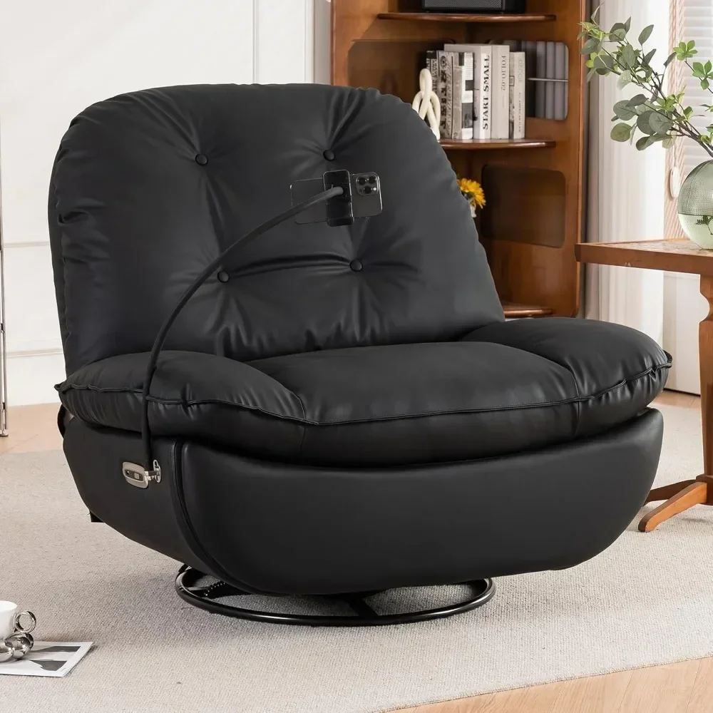 360 Swivel Rocking Glider Rocker for Adults Modern Ergonomic Lounge for Living Room Phone Stand& Smart Control Theater Seating