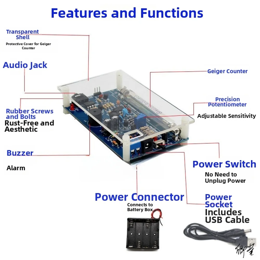 DIY Tube Nuclear Radiation Detector Kit For Geiger Counter MCU Software Development Experimental Tool