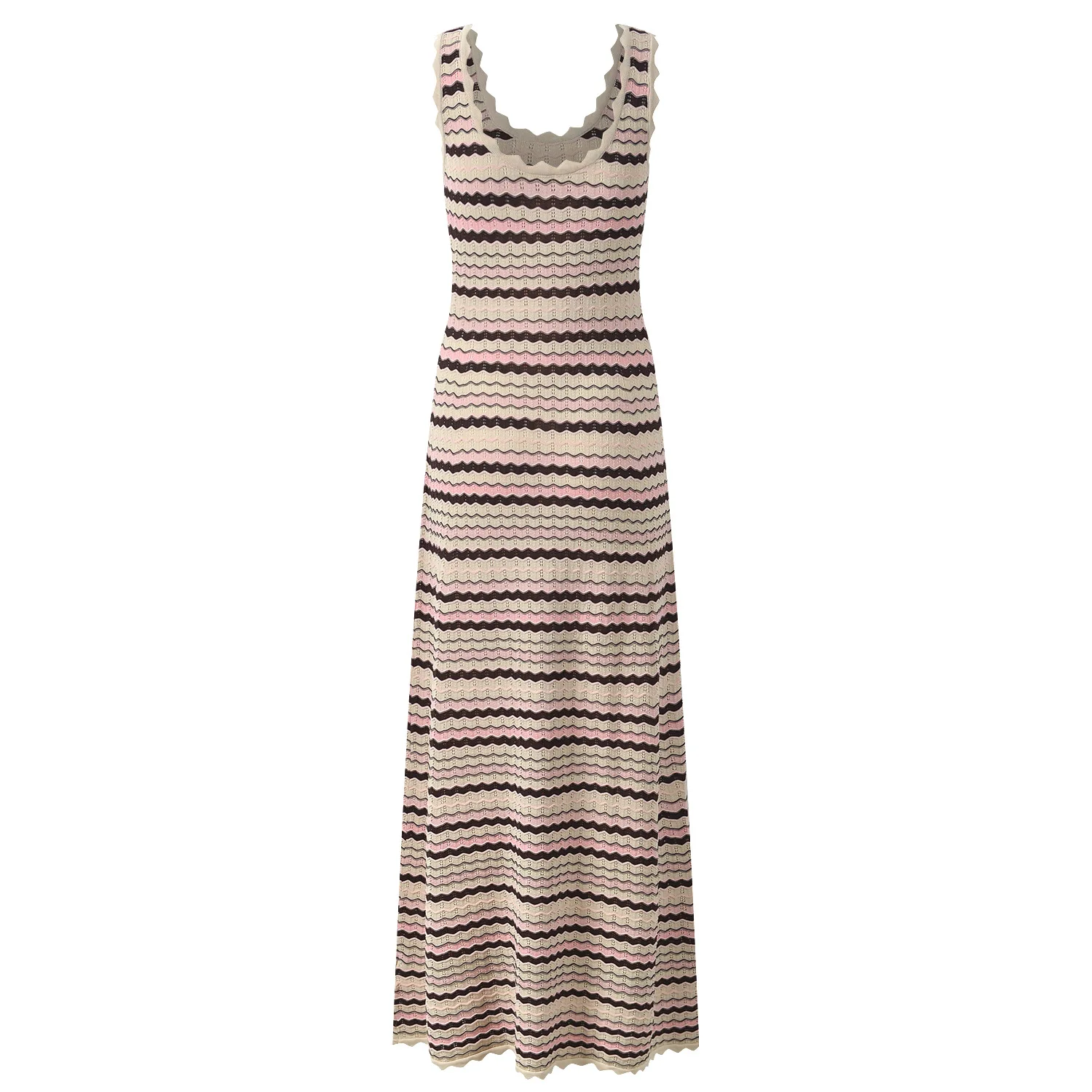 ZJYT Summer New 2026 Fashion Long Knit Dresses for Women Sleeveless Striped Casual Vintage Tank Holiday Beach Dress Vestidos - Image 3