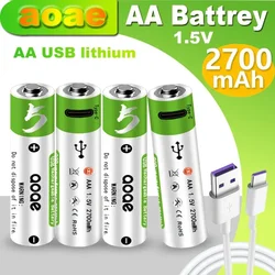 2024 AA1.5V 4200mWh akumulatory AA bateria litowa USB do automatu do gier mysz masażer mysz metalowy domofon