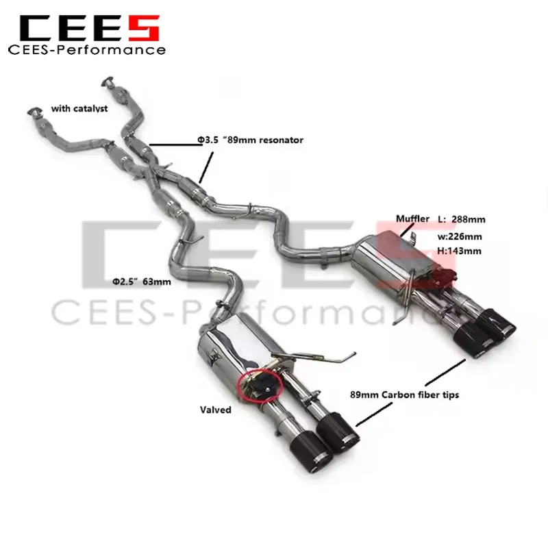 cees Valved Exhaust Catback with Catalyst for BMW M3 E90/E92/E93 4.0L 2008-2013 Stainless Steel Exhaust Pipe Muffler System