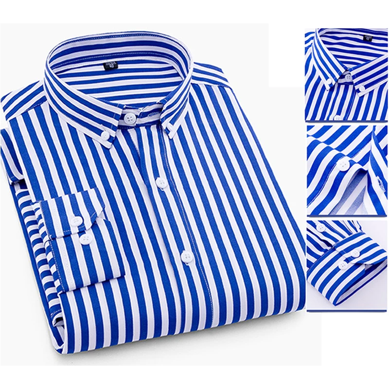 

Long sleeved shirt with striped stretch and wrinkle resistant, suitable for all seasons. Quality men's business casual shirt