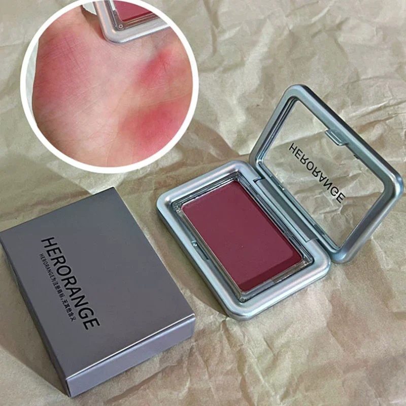 HERORANGE Monochrome Matte Blusher Palette Soft Silky Cheek Natural Facial Rouge Plate Nude Low Saturation Powder Blusher Disk