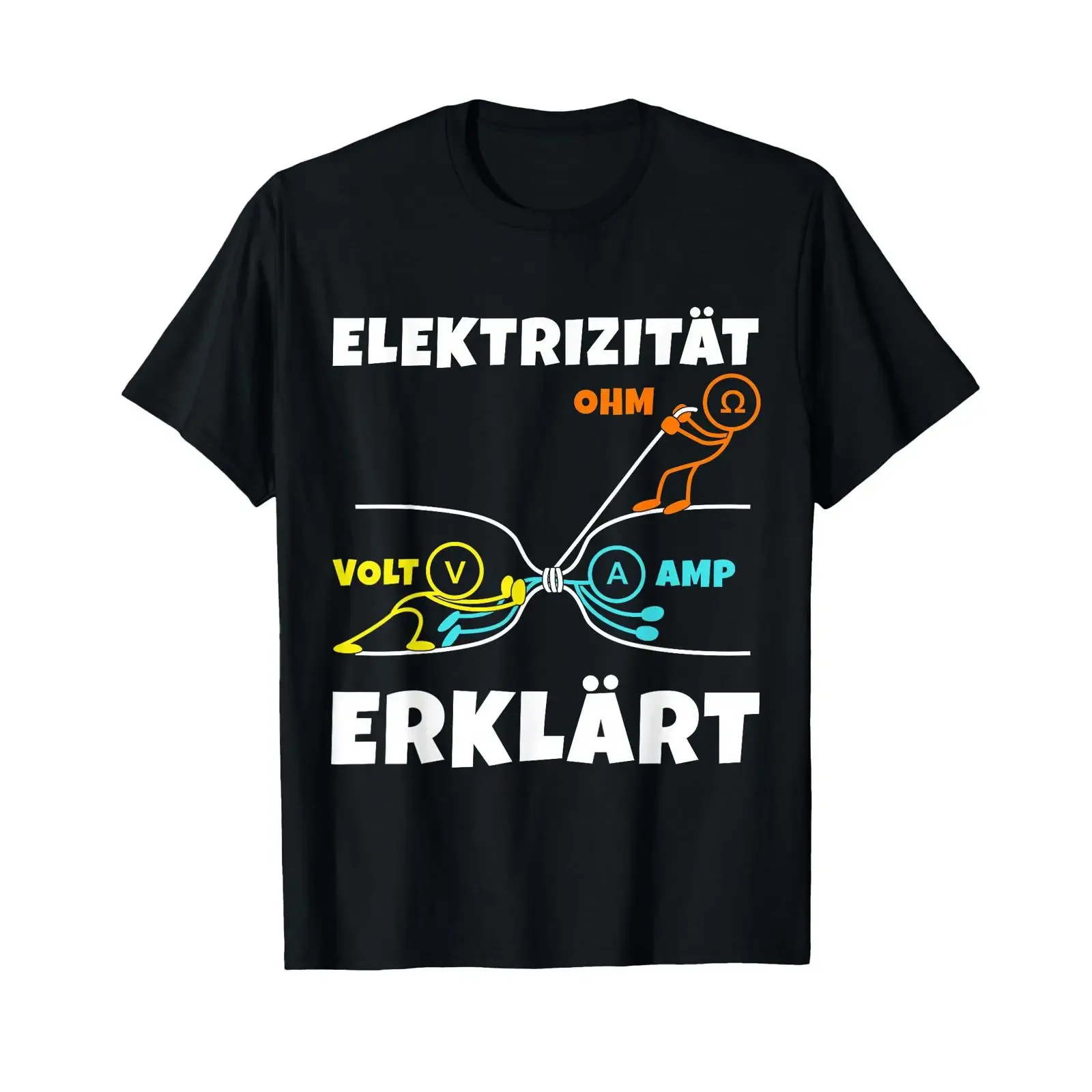 Electricity Explained Volt Ampere Ohm Physics Fun T Shirt vintage Washed fashion Versatile Slightly Stretched Breathable