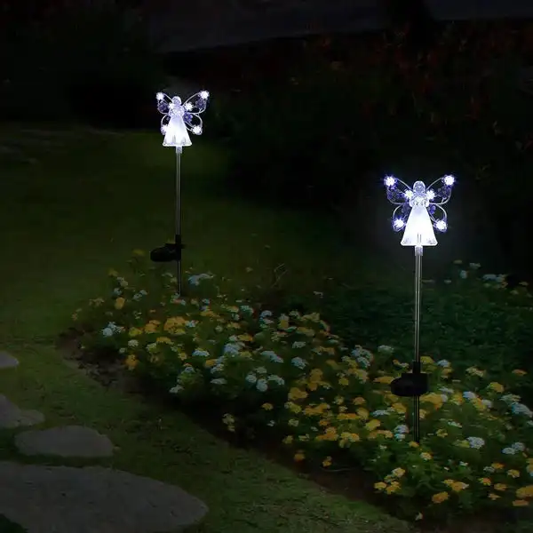 Imagem -04 - Solar Angel Lights para Jardim ao ar Livre Decoração de Paisagem Estaca Led Lâmpada da Noite Housewarming Presente Gramado Quintal Pátio Novo