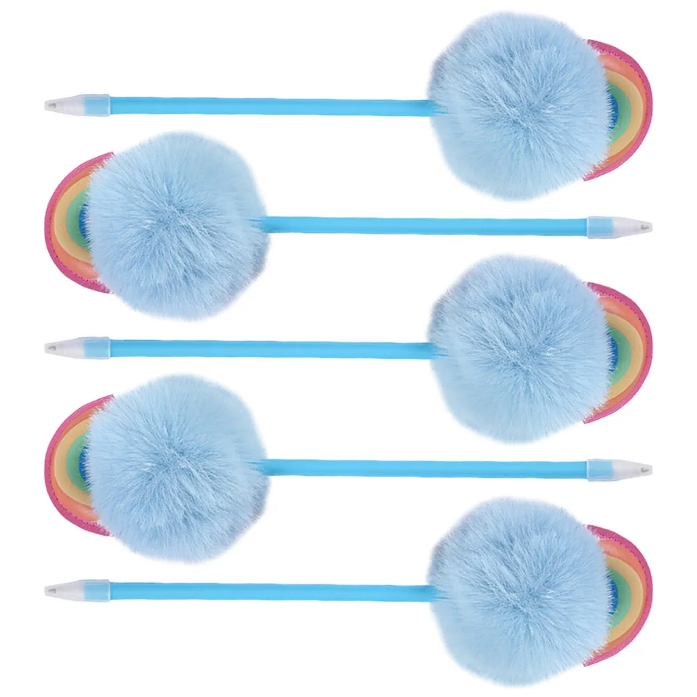 

5 Pcs Smooth Writing Ergonomic Grip Novelty Pompom Creative Ballpoint Ball Point Pens Pens for Kids School Supplies