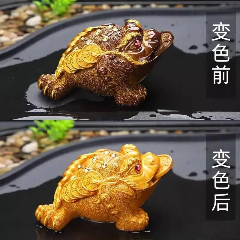 Ornement de théière Pixiu doré changeant de couleur, de qualité supérieure, pour table à thé, fournitures de bureau à thé, jeu de thé Kung Fu