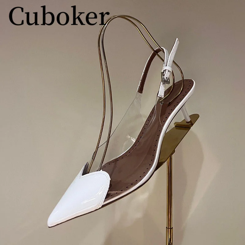 Hot Summer Women PVC Sandals Popular Brand High Heel Women Sexy Pointy Toe Pumps Clear Runway Party Dress Woman Shoes mujer