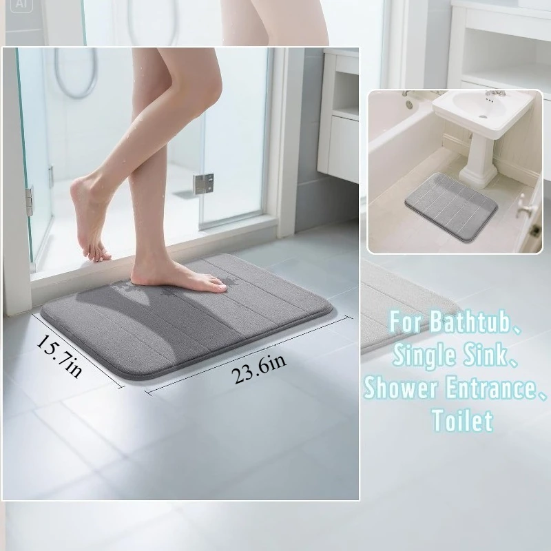 1/2pcs Floor Shower Kitchen Room Doormat Toilet Floor Mat Bathroom Rug Set Memory Foam Soft Foot Mat Absorbent Dry Fast Non-slip