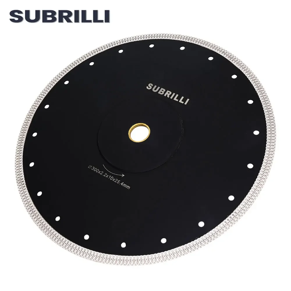 SUBRILLI 300mm Super Thin Diamond Saw Blade 12" Wave Style Diamond Cutting Blade for Stone Porcelain Tile Ceramic Circular Disc