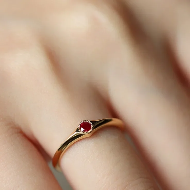Classic Art Ruby rings for women Slim Stacked Style Light Luxury Retro fine Red Ring Suitable for Daily Wearing Jewelry Gifts