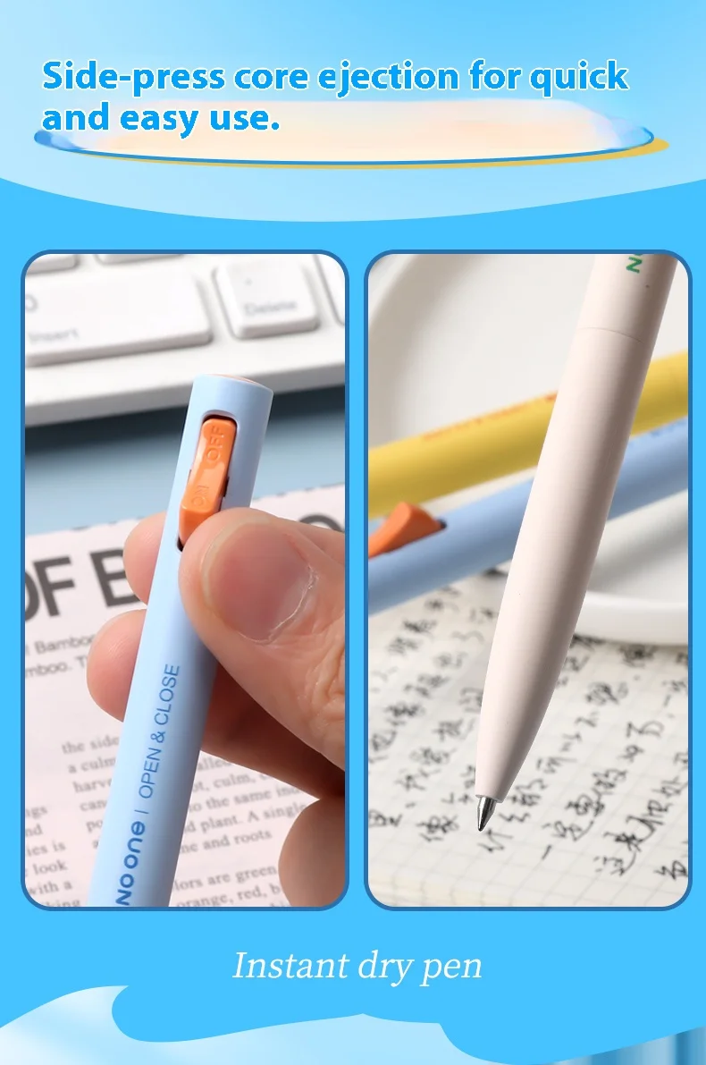 M&G K6701 Gel Pen Side Pressure Switch Double Bead Bullet Head 0.5mm Black Low Center of Gravity Speed Drying Writing Stationery