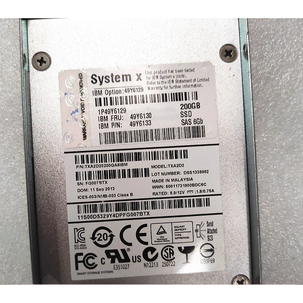 200GB para IBM System X M4 49Y6130 49Y6133 SAS Server Disco de estado sólido 2,5 polegadas