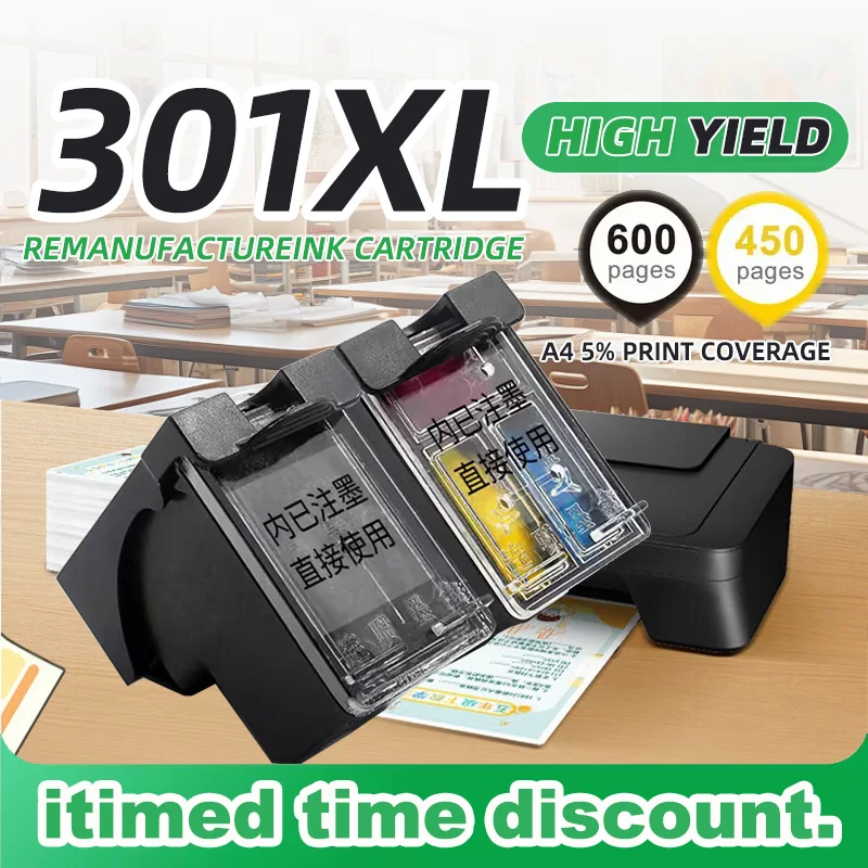 

301 XL Remanufactured For HP 301 301XL Ink Cartridge For HP301 Envy 5530 Deskjet 2050 2540 2510 1000 1050 Printer