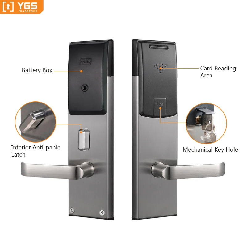 YGS Rfid Smart Hotel Locks Card System Electronic Key Digital Smart Price Hotel Door Lock Manufacturer