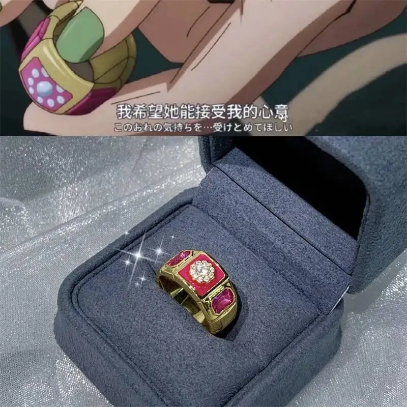 

Anime Jojo Bizarre Adventure Stone Ocean Cosplay Jolyne Cujoh Anasui Proposal Rings Adjustable Opening Jewelry Prop Accessories