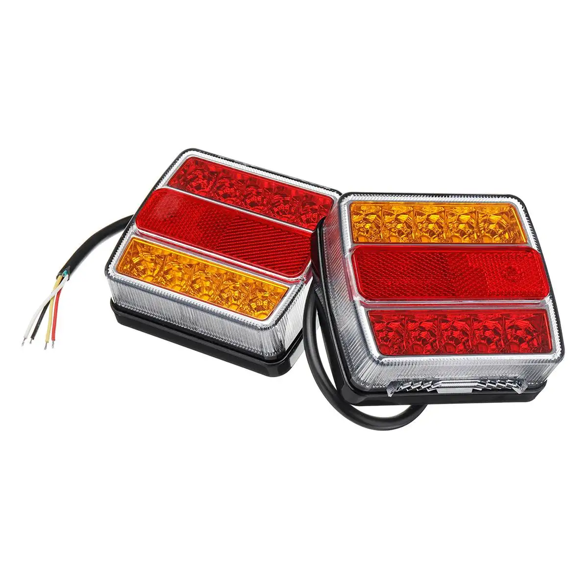 2x 16 LED Truck Rear Stop Brake License Plate 5 Function Tail Light Full Waterproof Trailer Caravan Boat Turn Signal Lamps Light