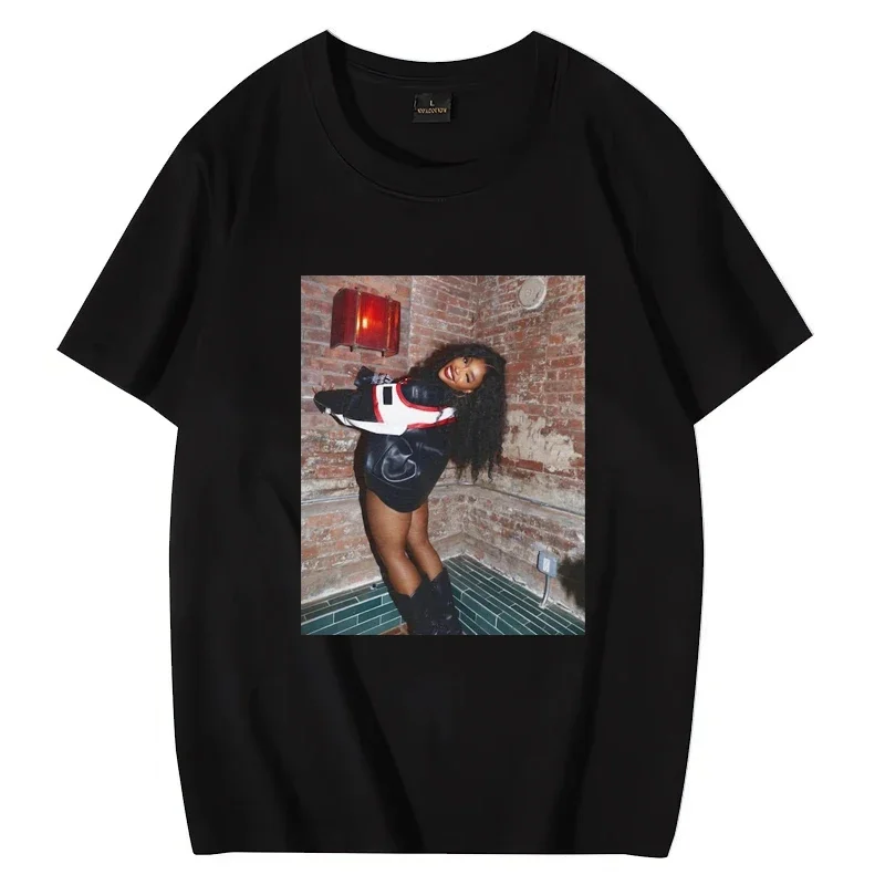 

Hot Singer SZA SOS print Graphics Tee shirt Men Women Hip Hop Casual Oversized short sleeve t-shirts Unisex Pure Cotton clothing